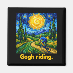 Íman Gogh Andando Bicicleta Engraçada Noite Céu Artista