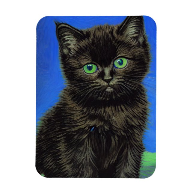 Íman Gogh Style Black Kitten (Vertical)
