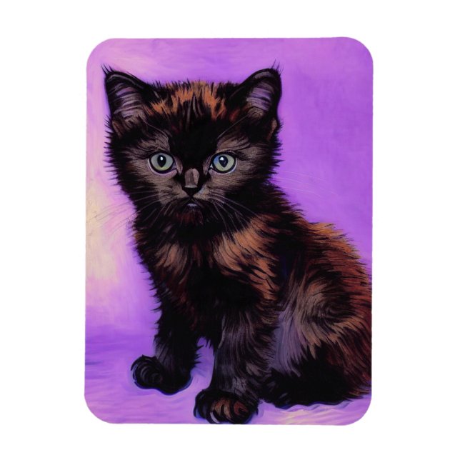 Íman Gogh Style Purple Cat (Vertical)