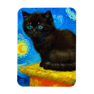 Íman Gogh Style Starry Night Cat