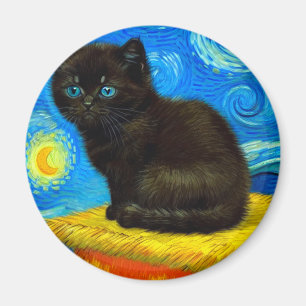 Íman Gogh Style Starry Night Cat