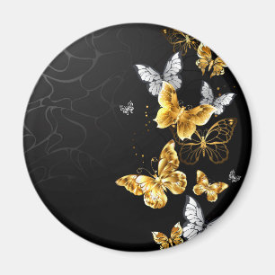 Íman Gold and white butterflies