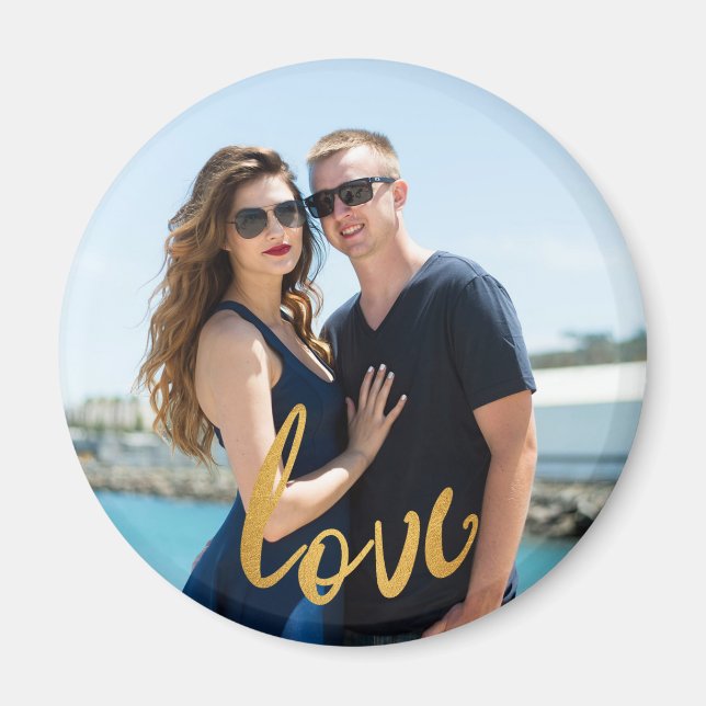 Íman Gold Foil Script Love Personated Photo Magnet (Frente)