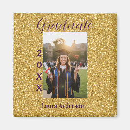 Íman Gold glitter photo graduation add name class text