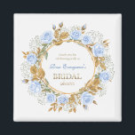 Íman Gold-Kissed Blue Rose Bridal Shower Thank you<br><div class="desc">A graceful thank you keepsake adorned with soft watercolor dusty blue roses and delicate sprigs of baby’s breath,  
adding a dreamy,  romantic touch to any bridal shower display.</div>
