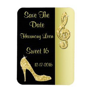 Íman Gold Stiletto & Treble Cleft 16º Salve a Data