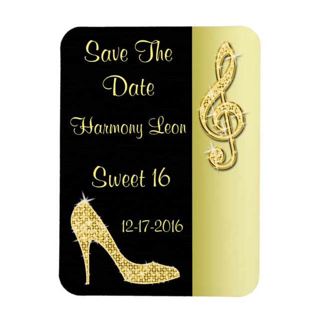 Íman Gold Stiletto & Treble Cleft 16º Salve a Data (Vertical)