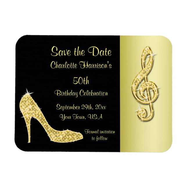 Íman Gold Stiletto & Treble Cleft 50º Aniversário Save  (Horizontal)