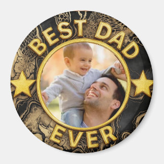 Íman Golden Best Dad ever Photo Happy Father's Day