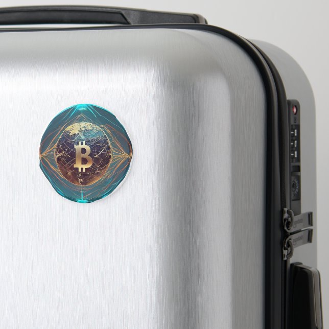 Íman Golden Bitcoin Revolution Symbol  (In Situ (Luggage))