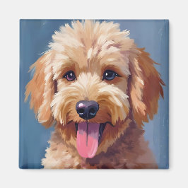 Íman Golden Doodle | Pintura em Aquarela de Cachorro Pe