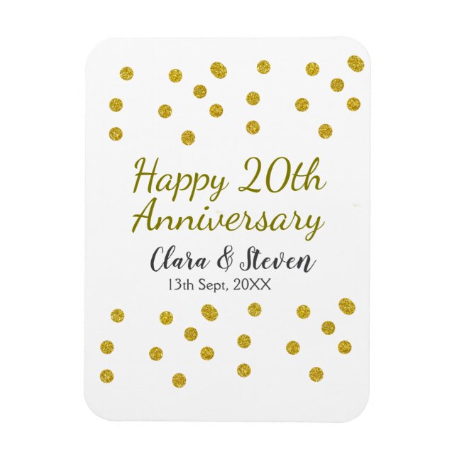 Íman Golden dots glitter happy 20th anniversary wedding (Vertical)