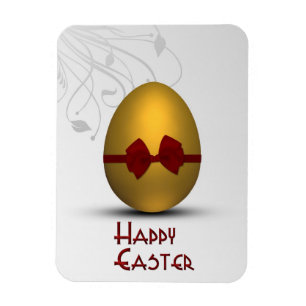 Íman Golden Easter Egg with Bow Floral Swirl Pattern