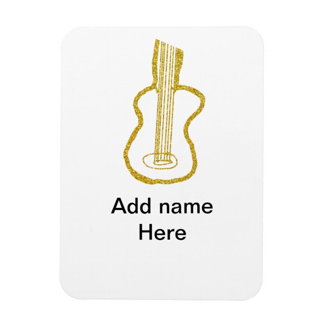 Íman Golden glitter acoustic guitar add name doodle  (Vertical)