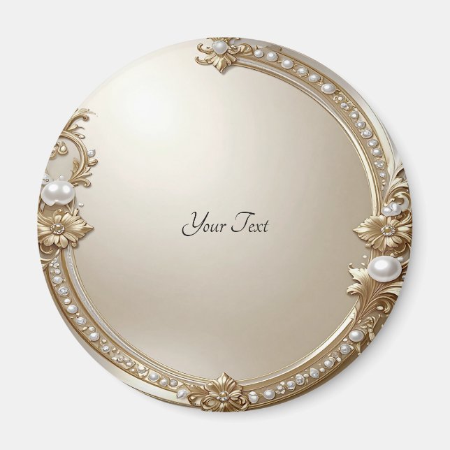 Íman Golden Ornate Frame with Pearls Magnet (Frente)