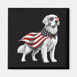 Íman Golden Retriever 4 de Julho Bandeira Americana Cac