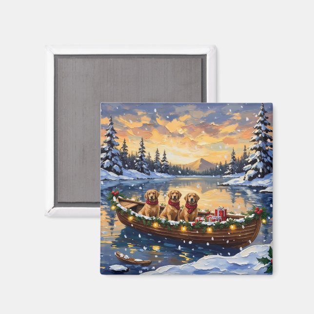 Íman Golden Retriever Christmas Boat Holiday (Front/Back)