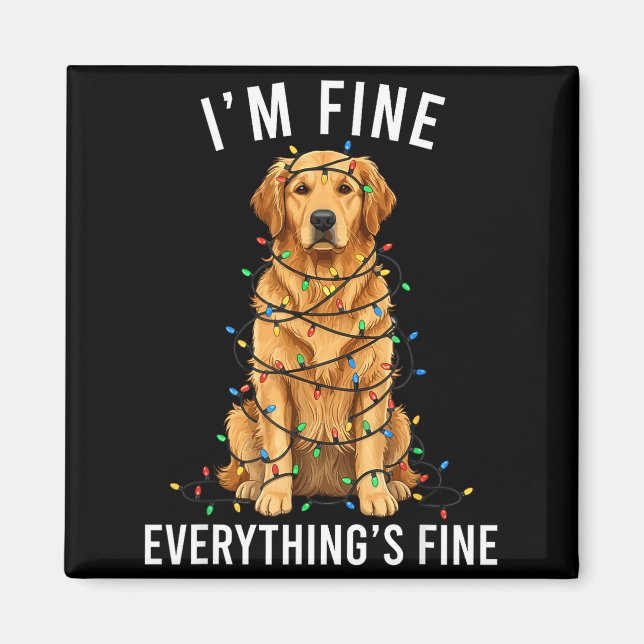 Íman Golden Retriever Christmas I'm Fine Everything Is  (Frente)