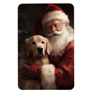 Íman Golden Retriever Com Natal Papai Noel