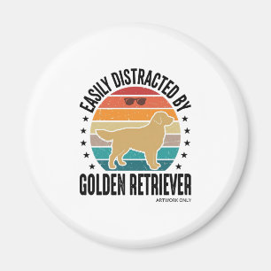 Íman Golden Retriever Facilmente Distraído Vintage Dese