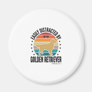 Íman Golden Retriever Facilmente Distraído Vintage Dese