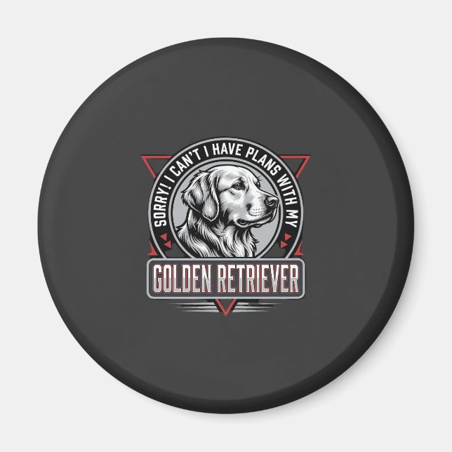 Íman Golden Retriever Planeja Design de Crachá de Cacho (Frente)