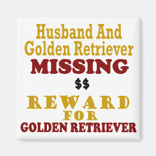 Íman Golden retriever & recompensa faltante do marido