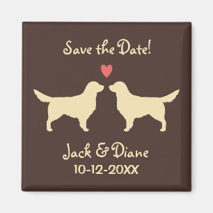 Íman Golden Retrievers Casamento Salve a Data