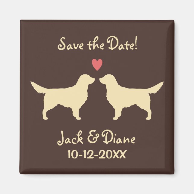 Íman Golden Retrievers Casamento Salve a Data (Frente)