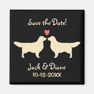 Íman Golden Retrievers Casamento Salve a Data