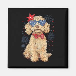 Íman Goldendoodle 4º De Julho, Doodle Ouro Patriótica D