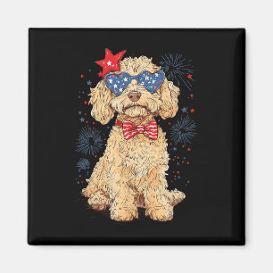 Íman Goldendoodle 4 de Julho Patriótico Golden Doodle D