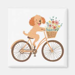 Íman Goldendoodle Cachorro Cachorro Bicando Flores De M