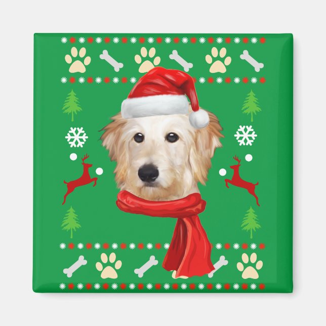 Íman Goldendoodle Cachorro Feio Natal (Frente)