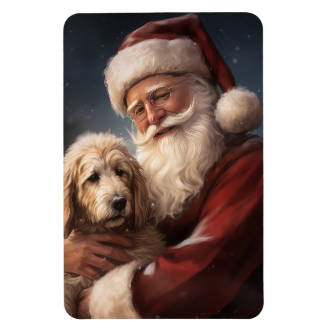 Íman Goldendoodle com Papai Noel Natal Festivo (Vertical)