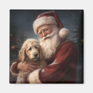 Íman Goldendoodle com Papai Noel Natal Festivo