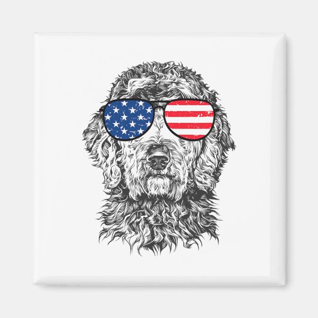 Íman Goldendoodle Doodle Cachorro Patriótico EUA 4 De J (Frente)