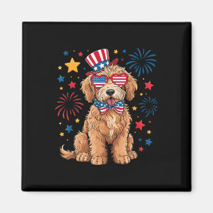 Íman Goldendoodle Patriótico 4 De Julho Doodle Dourado 