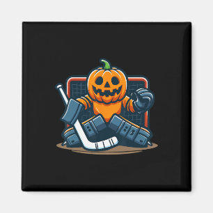 Íman Goleiro de hóquei no gelo de abóbora de Halloween