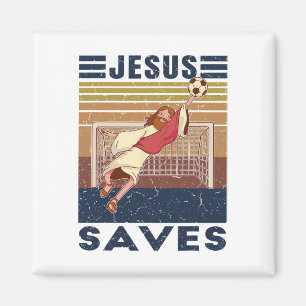 Íman Goleiro Retro Jesus Salva Gol de Futebol