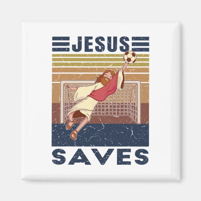 Íman Goleiro Retro Jesus Salva Gol de Futebol  (Frente)