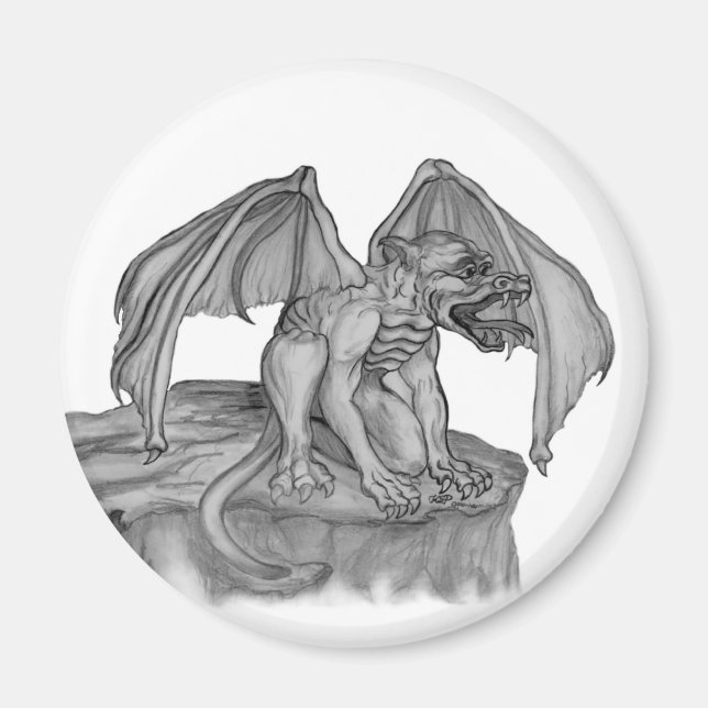 Íman GOLEM - Gargoyle Design preto-e-branco (Frente)