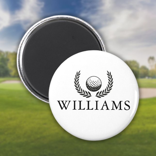 Íman Golf Ball E Wreath Personalizado Name (Golf Ball And Wreath Custom Name Magnet)