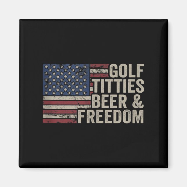 Íman Golf Beer Dom - Piada engraçada de golfista EUA Be (Frente)