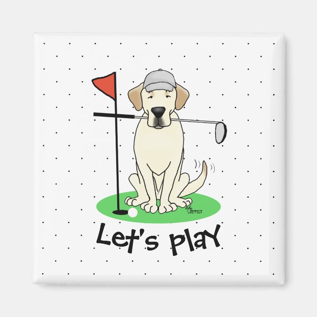 Íman Golf Golfing Yellow Lab Labrador Retriever Cachorr (Frente)