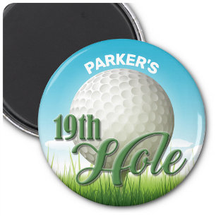 Íman Golfer Pro Ball 19th Hole, nome personalizado