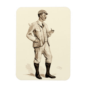Íman Golfer Vintage com Pipe e Raízes de Cigarro