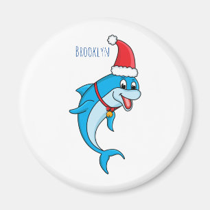 Íman Golfinho bonito com desenho animado de Papai Noel