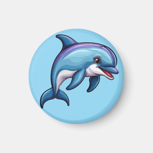 Íman Golfinho de Desenho Animado Sorridente (Frente)