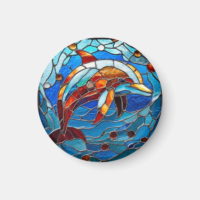 Íman golfinho de vitral (Frente)